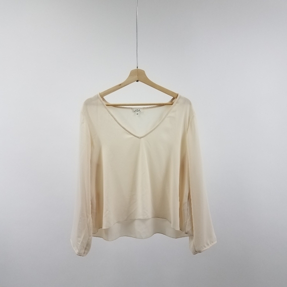 NWT Wilfred Chelles Eggshell Long Sleeve Blouse L - Picture 2 of 9